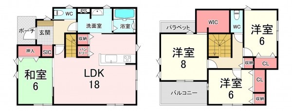 宗像市ひかりヶ丘、新築一戸建ての間取り画像です