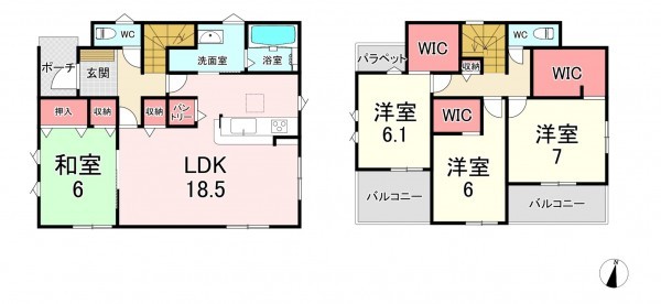 宗像市ひかりヶ丘、新築一戸建ての間取り画像です
