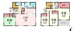 宗像市ひかりヶ丘、新築一戸建ての間取り画像です
