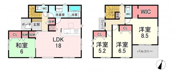 宗像市ひかりヶ丘、新築一戸建ての間取り画像です