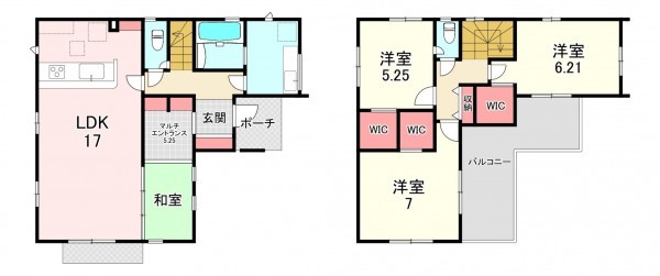 福津市西福間、新築一戸建ての間取り画像です