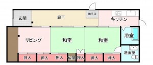 福津市津屋崎、中古一戸建ての間取り画像です