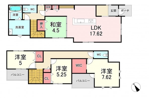 古賀市千鳥、新築一戸建ての間取り画像です