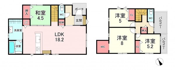 古賀市千鳥、新築一戸建ての間取り画像です