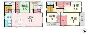 古賀市天神、新築一戸建ての間取り画像です
