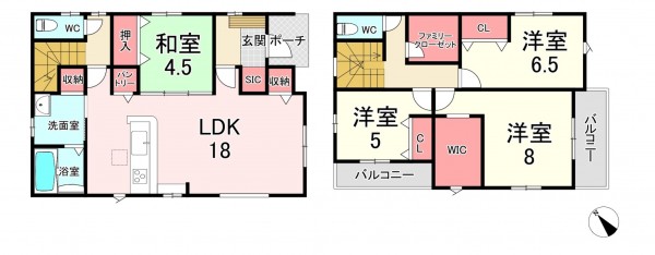 古賀市天神、新築一戸建ての間取り画像です