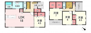 古賀市天神、新築一戸建ての間取り画像です