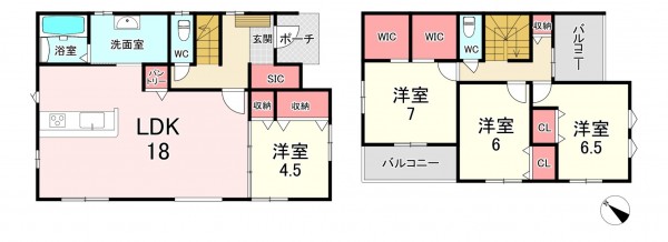 古賀市天神、新築一戸建ての間取り画像です