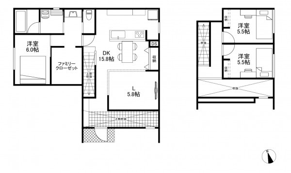 古賀市花見東、新築一戸建ての間取り画像です