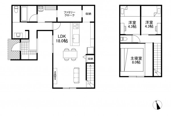 古賀市花見東、新築一戸建ての間取り画像です