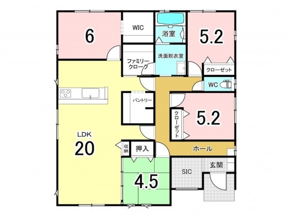 宗像市田熊、新築一戸建ての間取り画像です
