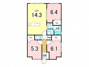 宗像市栄町、マンションの間取り画像です