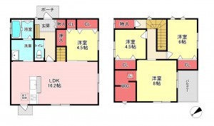 北九州市八幡西区本城東、中古一戸建ての間取り画像です