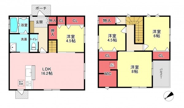 北九州市八幡西区本城東、中古一戸建ての間取り画像です