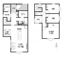 福岡市東区美和台、新築一戸建ての間取り画像です