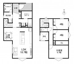 福岡市東区美和台、新築一戸建ての間取り画像です