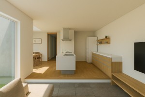 福岡市東区美和台、新築一戸建ての居間画像です