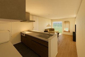 福岡市東区美和台、新築一戸建てのキッチン画像です