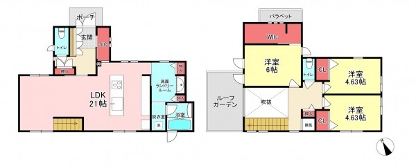 北九州市小倉南区、中古一戸建ての間取り画像です