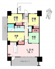 宗像市稲元、マンションの間取り画像です