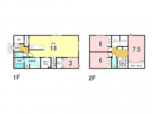 宗像市ひかりヶ丘、新築一戸建ての間取り画像です