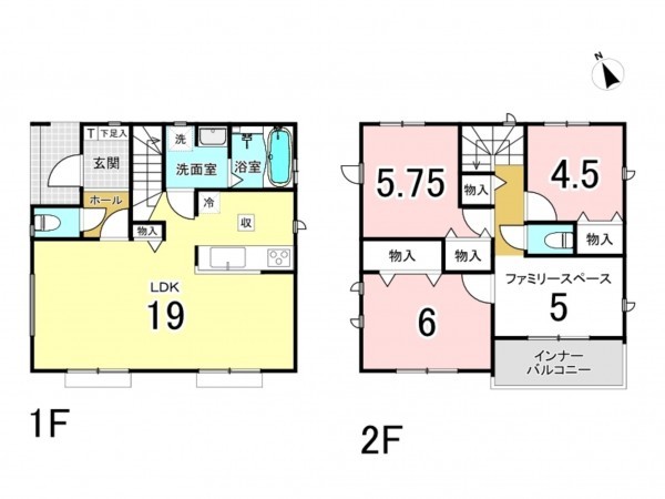 糟屋郡新宮町夜臼、新築一戸建ての間取り画像です