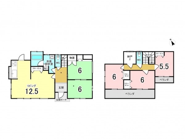 糟屋郡新宮町立花口、中古一戸建ての間取り画像です