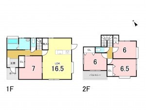 福津市津屋崎、中古一戸建ての間取り画像です