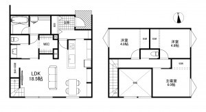 宗像市稲元、新築一戸建ての間取り画像です