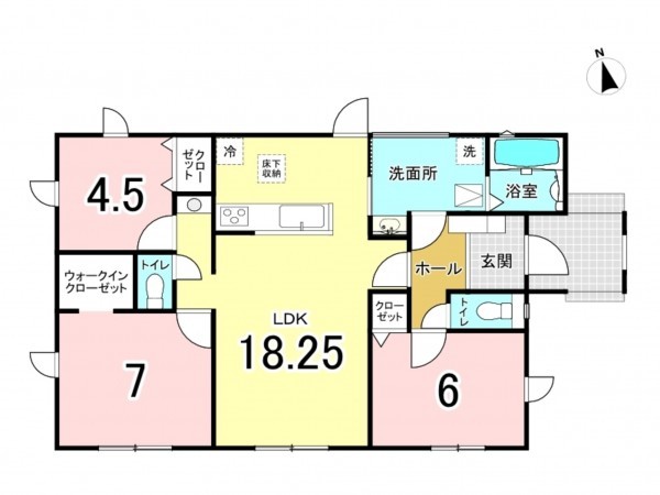 福津市福間駅東、新築一戸建ての間取り画像です