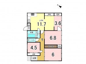 宗像市田熊、中古一戸建ての間取り画像です