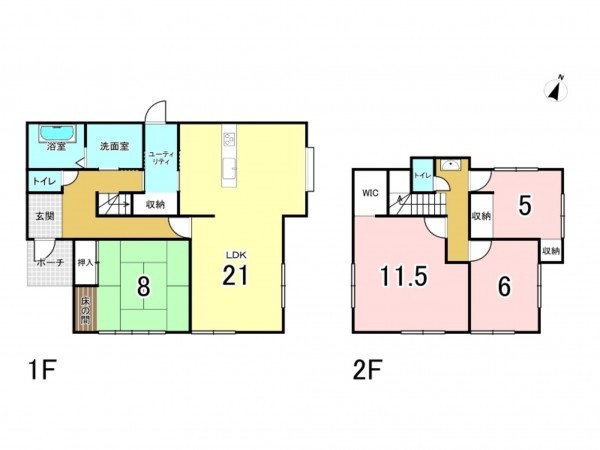 福津市光陽台、中古一戸建ての間取り画像です