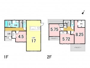 福津市若木台、新築一戸建ての間取り画像です