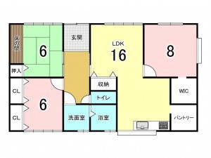 宗像市自由ケ丘、中古一戸建ての間取り画像です