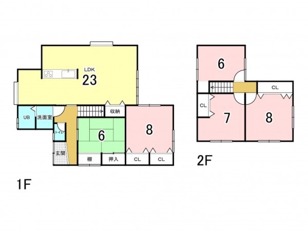 宗像市大井台、中古一戸建ての間取り画像です