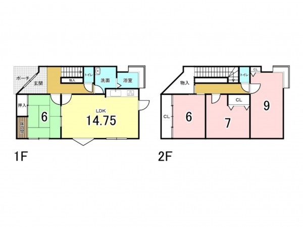 宗像市自由ケ丘南、中古一戸建ての間取り画像です