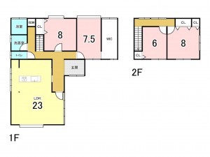 宗像市須恵、中古一戸建ての間取り画像です