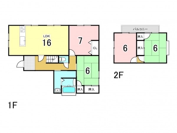 宗像市曲、中古一戸建ての間取り画像です