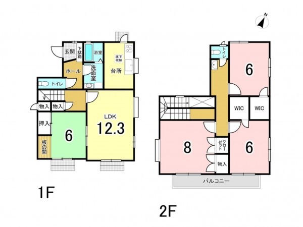 宗像市広陵台、中古一戸建ての間取り画像です