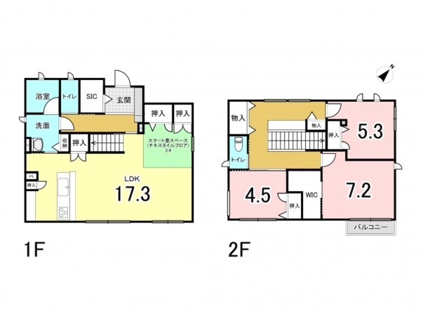 福津市若木台、中古一戸建ての間取り画像です