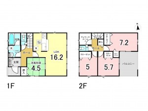 福津市西福間、新築一戸建ての間取り画像です