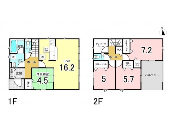 福津市西福間、新築一戸建ての間取り画像です