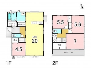 福津市津屋崎、中古一戸建ての間取り画像です