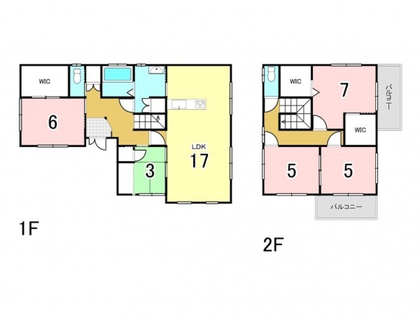 古賀市薬王寺、中古一戸建ての間取り画像です