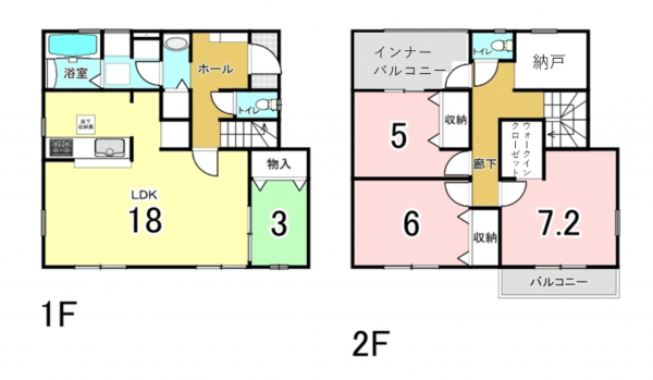 福津市津屋崎、新築一戸建ての間取り画像です