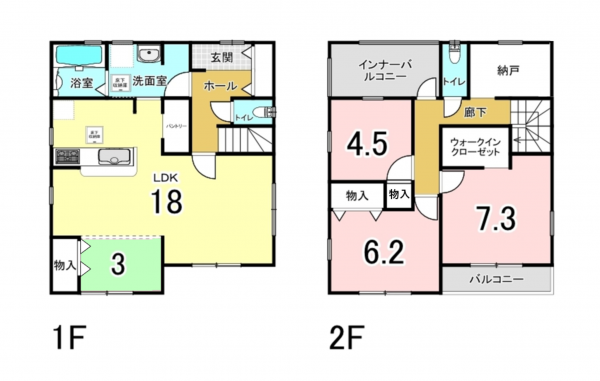 福津市津屋崎、新築一戸建ての間取り画像です