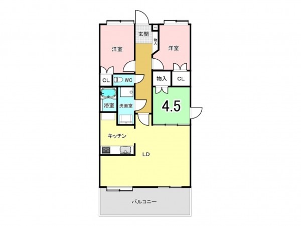 福岡市東区土井、マンションの間取り画像です