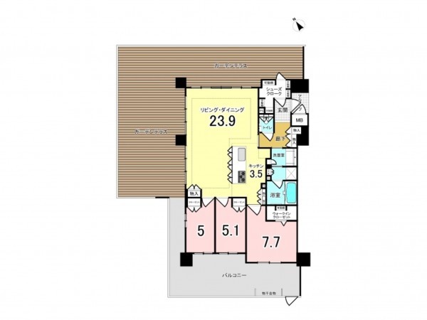 福岡市東区香椎照葉、マンションの間取り画像です