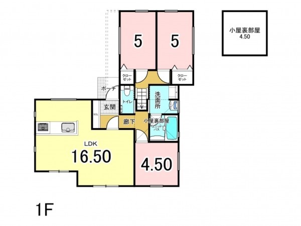 宗像市鐘崎、新築一戸建ての間取り画像です