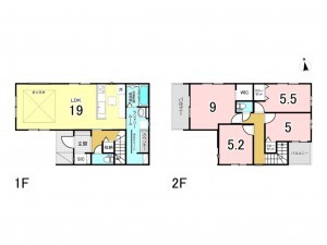 福津市中央、新築一戸建ての間取り画像です